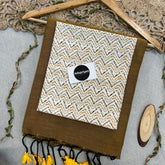 Golden Handloom Khadi Cotton Saree With Zig Zag Print Blouse